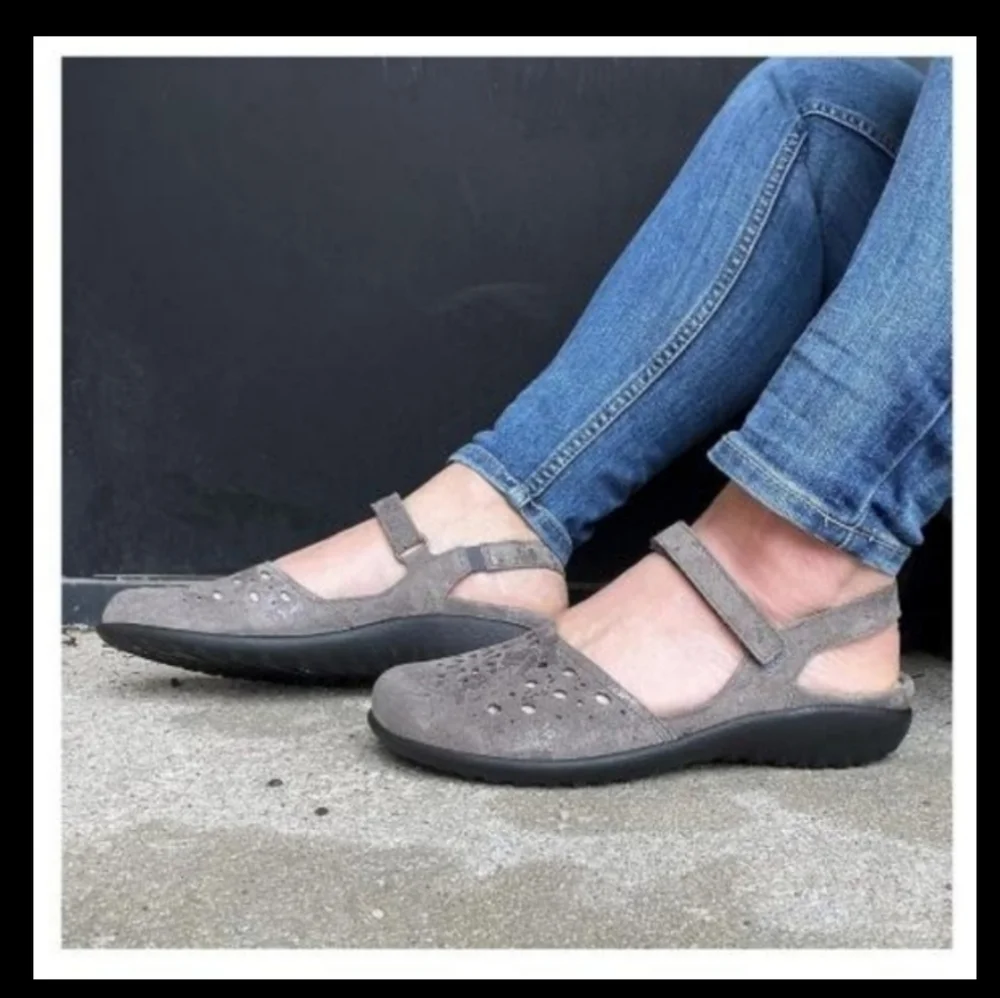 39 NAOT Arataki Gray Shimmer Slingback Flat Sandal Clog Loafer Women 8 to 8.5 - Picture 16 of 16